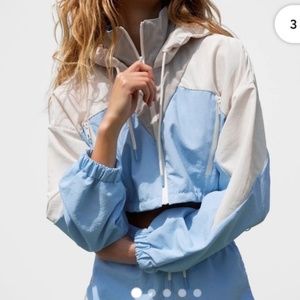 Zara Light Blue and White Track Jacket